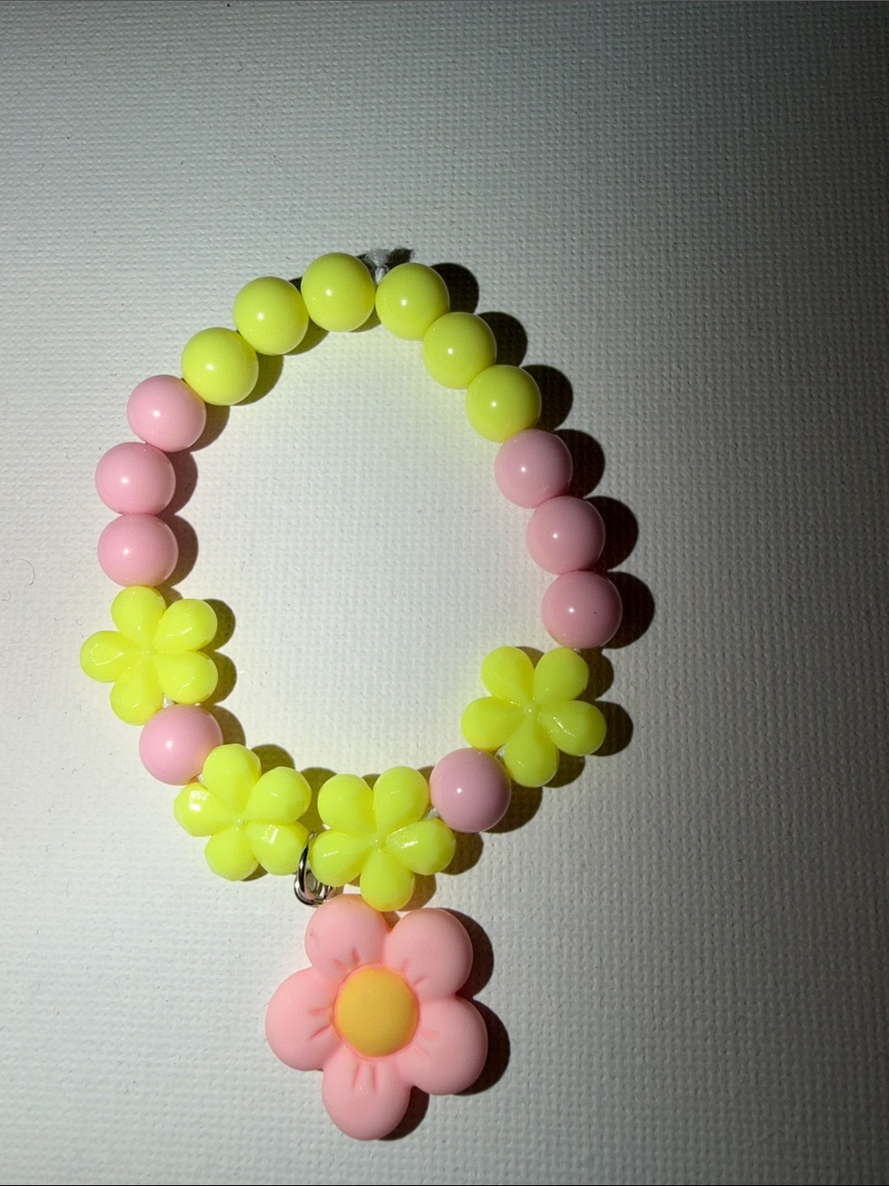 Pink and Yellow Floral Beaded Bracelet